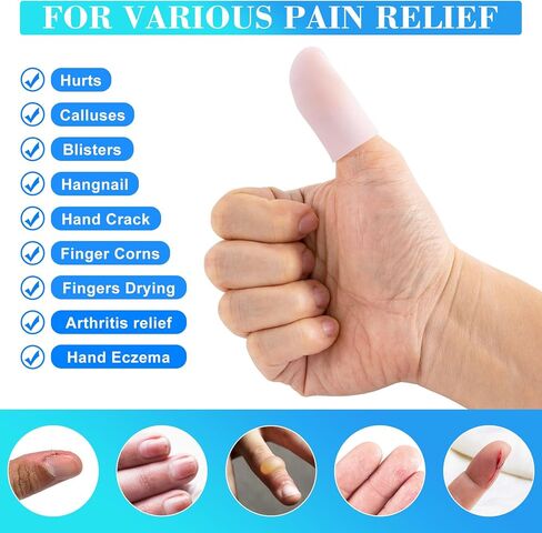 ANCIRS 14pcs Gel Finger Support Protector Caps Gloves, Gel Finger Cots/Covers, Silicone Fingertips for Hands Cracking, Eczema Skin, Trigger Finger Arthritis Pain Relief in Saudi Arabia