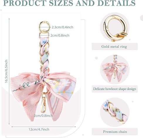 Neptniopllab Polyester Bowknot Shaped Shoulder Strap Extender Exquisite Bowknot Scarf Decoration Replacement Chain for Shoulder Cross-Body Purse Hangbag Making Supplies (Pink) in Kuwait