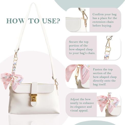 Neptniopllab Polyester Bowknot Shaped Shoulder Strap Extender Exquisite Bowknot Scarf Decoration Replacement Chain for Shoulder Cross-Body Purse Hangbag Making Supplies (Pink) in Kuwait