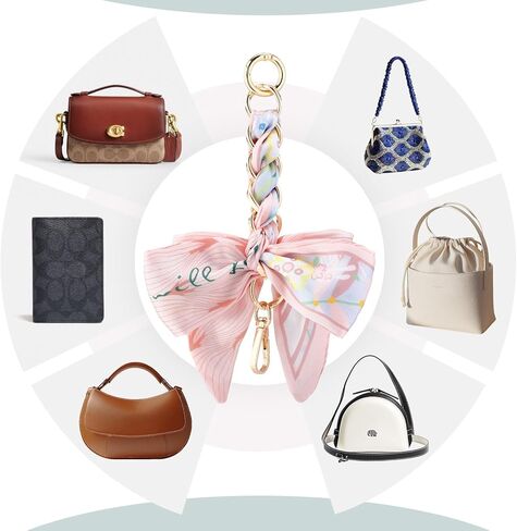 Neptniopllab Polyester Bowknot Shaped Shoulder Strap Extender Exquisite Bowknot Scarf Decoration Replacement Chain for Shoulder Cross-Body Purse Hangbag Making Supplies (Pink) in Kuwait