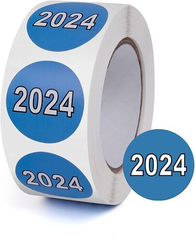 500 PCS Purple 2025 Dot Stickers Roll 1 بوصة مستديرة ألوان مشفرة للعام الجديد التسميات الإشاراتية ذاتية لاصقة مرجعية للماء لمجلات الملفات مخططات مخططات. in Kuwait