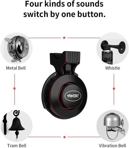 Electronic Bike Horn 120db Cycling Electric Bicycle Horn 4 Sound Modes with Rechargeable Battery Waterproof Bicycle Bell for Kids Boys Adults Mountain Bike/Adjustable in Saudi Arabia