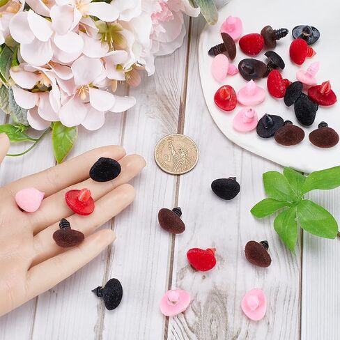 GorgeCraft 1 Box 40pcs 4 ألوان سلامة البلاستيك أنوف دمية حيوانية مثلث الكروشيه الكلب دب تدفق الأنف مع غسالات دمى صنع لوازم Amigurumi Puppet Plush Prough in Saudi Arabia