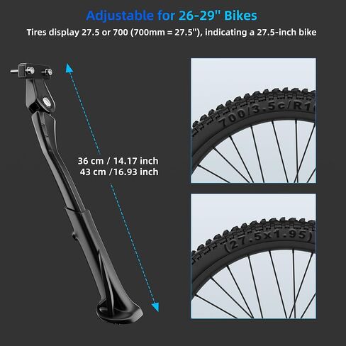Bike Kickstand,18mm Hole Spacing Bicycle Kickstands,Adjustable Length Bike Side Kickstand fit 24in 26in 27.5" 29 inches,Bike Kick Stand Suit Mountain Bike/BMX/MTB -Special Hole Distance 18mm in Saudi Arabia