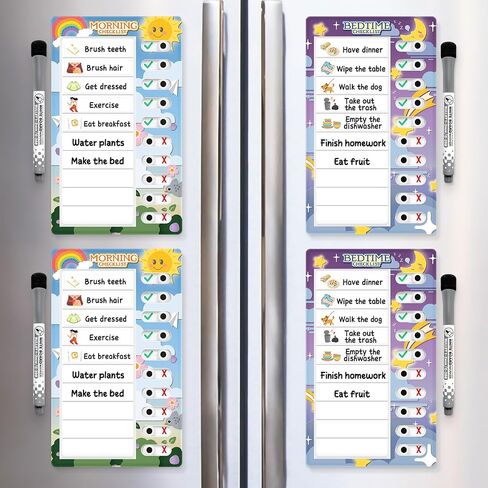Chore Chart for Kids: Dry Erase to Do List, Morning/Bedtime Routine Chart, Magnetic Checklist, Toddler Visual Schedule, Daily Behavior Chart for Fridge in Kuwait