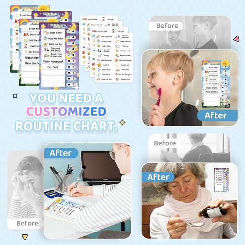 Chore Chart for Kids: Dry Erase to Do List, Morning/Bedtime Routine Chart, Magnetic Checklist, Toddler Visual Schedule, Daily Behavior Chart for Fridge in Kuwait