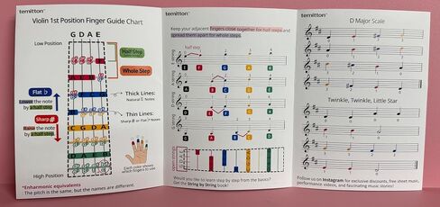 Non-Adhesive Violin Finger Guide for Adult/Kids Beginner, Static Cling Sheet, Fingerboard Stickers, Notes practice tape (Type B_Note Names, 4/4 full size) in Saudi Arabia