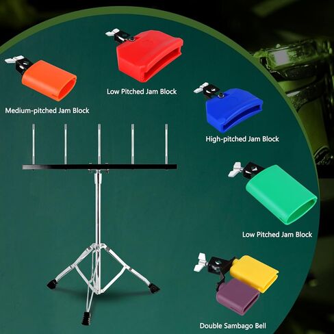 RANMING Jam Block Plastic Cow Bell Double Sambago Bell Jam Block for Band Practice Festival Performance,Latin Percussion Instrument Kit (Yellow-Purple) in Saudi Arabia
