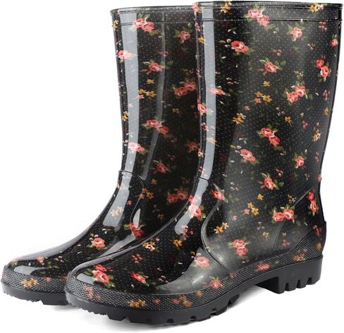 DaeRainy Rain Boots for Women, Black Waterproof Mid Calf, Non Slip Garden Shoes in Kuwait