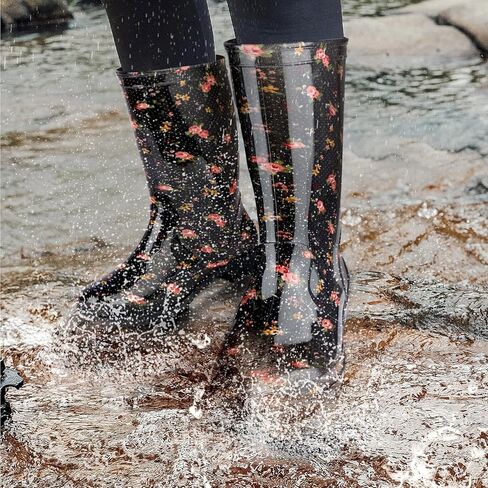 DaeRainy Rain Boots for Women, Black Waterproof Mid Calf, Non Slip Garden Shoes in Kuwait