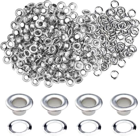 200Pcs Grommet Eyelet Pliers Kit, 1/4 Inch Brass Grommet Tool Kit with 200 Metal Eyelets and Washers, Fabric Leather Hole Eyelets Grommet Punch Pliers for Fabric/Leather/Belt/Shoes/Clothes (Gold) in Kuwait