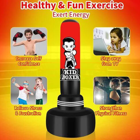 Freestanding Punching Bag with Stand for Adult Teens, 70inch Men Standing Kickboxing Bag, Suitable for Kickboxing Martial Arts MMA Dummy Karate Home Gym Training Equipment for Men and Women in Saudi Arabia