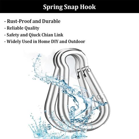 4" Safety Spring Snap Hooks 20Pcs, 3/8" Galvanized Steel Quick Link Snap Hooks, 770LBS Holding Capacity Heavy Duty Steel Carabiner Clip Buckle for Swing Hammock,Travel, Camping, Fishing, and Hiking in Saudi Arabia