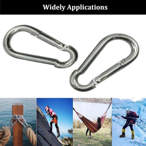 4" Safety Spring Snap Hooks 20Pcs, 3/8" Galvanized Steel Quick Link Snap Hooks, 770LBS Holding Capacity Heavy Duty Steel Carabiner Clip Buckle for Swing Hammock,Travel, Camping, Fishing, and Hiking in Saudi Arabia