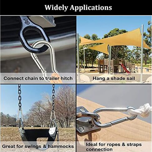 4" Safety Spring Snap Hooks 20Pcs, 3/8" Galvanized Steel Quick Link Snap Hooks, 770LBS Holding Capacity Heavy Duty Steel Carabiner Clip Buckle for Swing Hammock,Travel, Camping, Fishing, and Hiking in Saudi Arabia