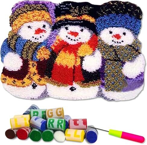YOOTOM Christmas Latch Hook Rug Kits, DIY Rug Crochet Yarn Latch Hook Kit with Printed Canvas 20"x15" in Kuwait