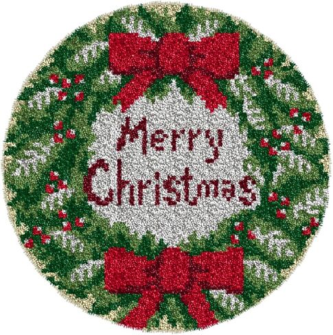 YOOTOM Christmas Latch Hook Rug Kits, DIY Rug Crochet Yarn Latch Hook Kit with Printed Canvas 20"x15" in Kuwait
