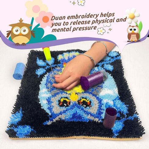 YOOTOM Christmas Latch Hook Rug Kits, DIY Rug Crochet Yarn Latch Hook Kit with Printed Canvas 20"x15" in Kuwait