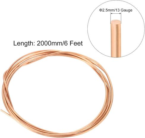 MECCANIXITY 1 Rolls 12 Gauge Soft Copper Wire 6 Feet, 99.9% Solid Pure Bare Copper Wire for Electroculture Gardening, Jewelry Making, Beading DIY Craft in Saudi Arabia