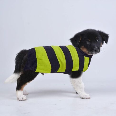 Knit Striped Dog Sweater Zipper Puppy Clothes with Pocket Warm Knitted Pet Winter Clothing for Small Dogs Cats Outfits Suéter para Perros (Small, Gray) in Kuwait