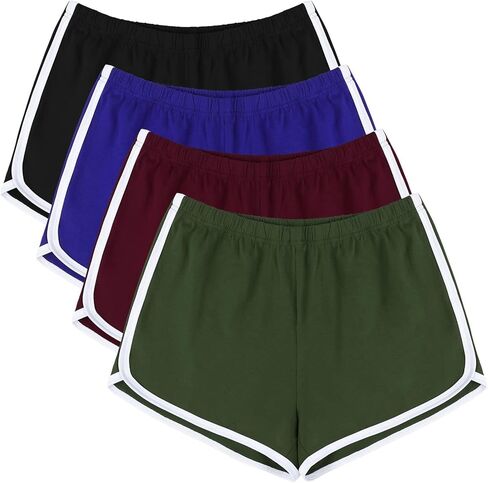 URATOT 4 Pack Yoga Short Pants Cotton Sports Shorts Gym Dance Lounge Shorts Dolphin Running Athletic Shorts for Women in Saudi Arabia