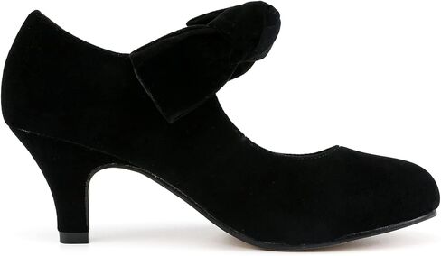 Women's Bow Mary Jane Pumps Kitten Heel Round Toe Low Heels Ankle Strap Wedding Dress Evening Party Shoes in Kuwait