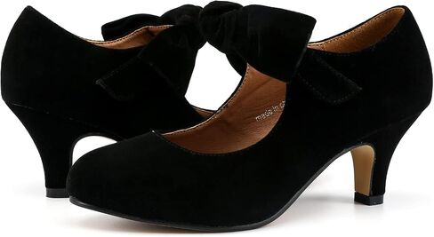 Women's Bow Mary Jane Pumps Kitten Heel Round Toe Low Heels Ankle Strap Wedding Dress Evening Party Shoes in Kuwait