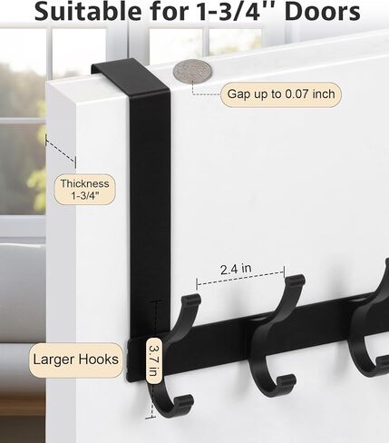 Over The Door Hooks, Over The Door Hanger Hook, Over The Door Towel Rack for Bathroom, Door Towel Hanger for Hanging Coats Hats (1Pack，White) in Kuwait