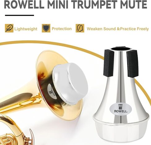ROWELL Trumpet Mute ABS Straight Trumpet Mute Mini Trumpet Mute Silencer Lightweight Practice Trumpet MuteTrumpet Acessories for Beginner (Gold) in Saudi Arabia