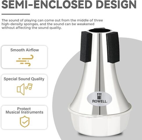 ROWELL Trumpet Mute ABS Straight Trumpet Mute Mini Trumpet Mute Silencer Lightweight Practice Trumpet MuteTrumpet Acessories for Beginner (Gold) in Saudi Arabia