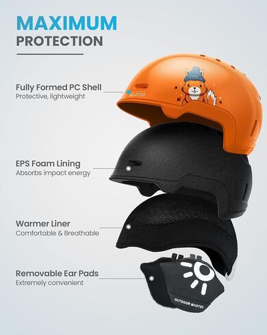 OutdoorMaster Kids Ski Helmet, Snowboard Helmet for Boys, Girls & Youth, Durable PC Shell, Protective EPS Foam & 12 Cooling Vents, Dial Fit Snow Helmet, Certified Snow Sport Helmet Snowboarding Helmet in Saudi Arabia