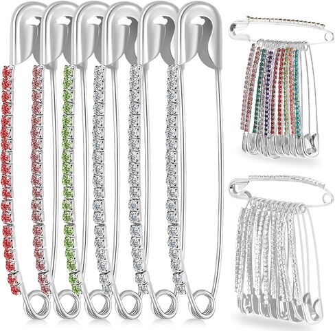 12pcs Gold Rhinestone Safety Pins Gold Brooch Sweater Shawl Clips Women Brooch Pins Faux Crystal Pearl Brooches Safety Pins for Women or Skirts Sweater Scarf Lapel Hat Accessories in Saudi Arabia