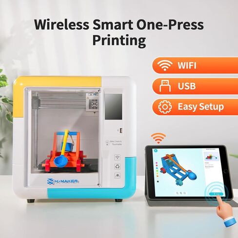 X-Maker 3D Printer for Kids and Beginners, Fully Assembled High-Speed 3D Printer with 8 PLA Filament Set, Leveling-Free Bed, Wi-Fi Printing, Silent, High Precision Small 3D Printer with App in Saudi Arabia