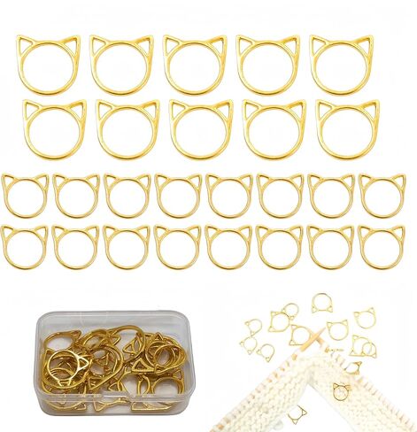 Wonafa 60 PCS Cat Schitch Marker Metal Stitch Markers Crochet Stitch Marker Cat Ears Metal Crochet Still Stitch Marker Corchet Locking DIY knitting knitting sewt in Kuwait
