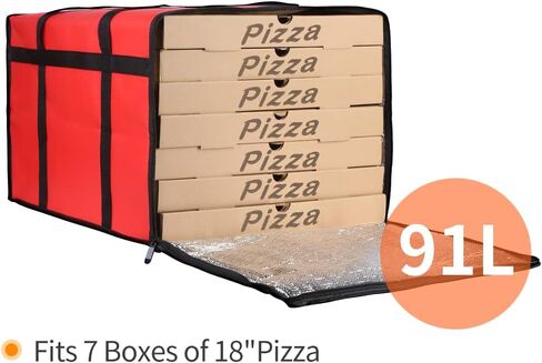 Bodaon Insulated Pizza Delivery Bags, 20" x 20" x 14" Insulated Food Delivery Bag for Uber Eats/Doordash/Grubhub, Pizza Pack, Pizza Hot Warmer Carrier, Food Warmers for Parties Insulation (Black, 1Pk) in Kuwait