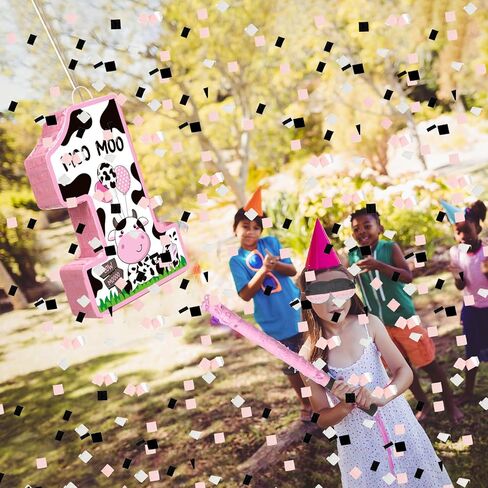Hungdao Number 1/2 Piñata with Blindfold Stick and Confetti First Birthday Cow Piñata Decorations Cow Piñata for Boys Girls Anniversary Celebration Decorations Game Supplies Baby Shower(Number 2) in Kuwait