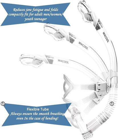 WACOOL Training Headstrap Support Dry Top Snorkel Tube Comfortable Mouthpiece One-Way Purge Valve for Pool Open Water Scuba Lap Swimming Swimmer Diving Snorkeling in Kuwait