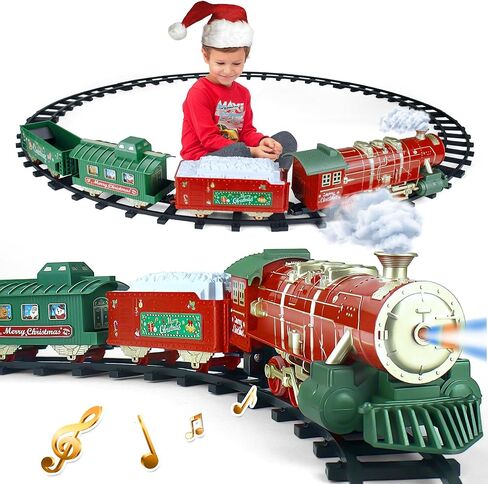 مجموعة قطار للبنات ، عيد الميلاد الكهربائي التحكم عن بُعد قطار مع البخار والصوت والضوء ، ألعاب قطار التحكم عن بُعد مع محرك قاطرة البخار ، سيارات البضائع للأطفال 3 4 5 6 7 8 سنة in Kuwait