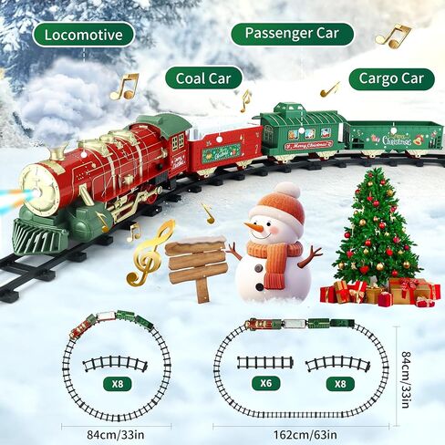 مجموعة قطار للبنات ، عيد الميلاد الكهربائي التحكم عن بُعد قطار مع البخار والصوت والضوء ، ألعاب قطار التحكم عن بُعد مع محرك قاطرة البخار ، سيارات البضائع للأطفال 3 4 5 6 7 8 سنة in Kuwait