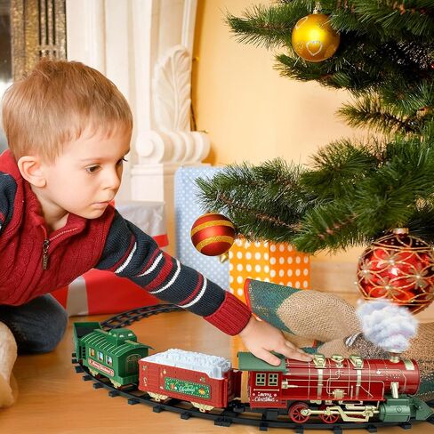 مجموعة قطار للبنات ، عيد الميلاد الكهربائي التحكم عن بُعد قطار مع البخار والصوت والضوء ، ألعاب قطار التحكم عن بُعد مع محرك قاطرة البخار ، سيارات البضائع للأطفال 3 4 5 6 7 8 سنة in Kuwait