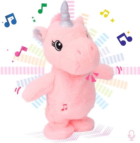 Easfan Talking Dinosaur Toy Repeats What You Say Stuffed Animal Walking Singing Musical Electric Interactive Educational Funny Animated Plush Toy Birthday for Kids Toddlers Green,8’’ in Kuwait