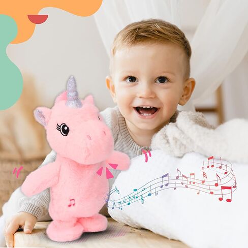 Easfan Talking Dinosaur Toy Repeats What You Say Stuffed Animal Walking Singing Musical Electric Interactive Educational Funny Animated Plush Toy Birthday for Kids Toddlers Green,8’’ in Kuwait
