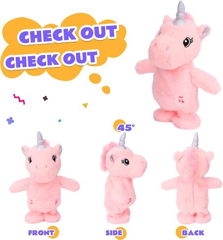 Easfan Talking Dinosaur Toy Repeats What You Say Stuffed Animal Walking Singing Musical Electric Interactive Educational Funny Animated Plush Toy Birthday for Kids Toddlers Green,8’’ in Kuwait