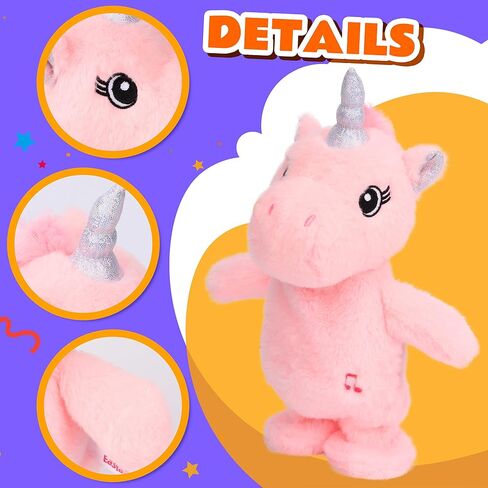 Easfan Talking Dinosaur Toy Repeats What You Say Stuffed Animal Walking Singing Musical Electric Interactive Educational Funny Animated Plush Toy Birthday for Kids Toddlers Green,8’’ in Kuwait