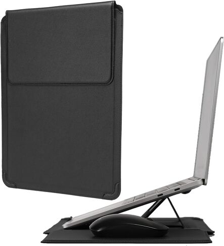 Laptop Sleeve with Stand and Mouse Pad Leather Laptop Case Notebook Computer Protective Cover for MacBook Air/Pro Dell Lenovo ThinkPad HP Samsung Chromebook (Galaxy Pink, 15-16 inch) in Kuwait