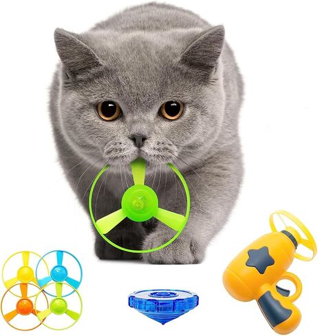 Cat Fetch Toys, Interactive Flying Cat Toys with 20 Colored Flying Propellers, Cat Pet Tracks Chasing Toy for for Kitten Training Hunting (only Flying Propellers) in Kuwait
