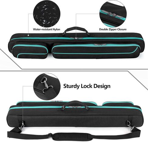 Pool Cue Case, 2 x 2 Pool Stick Case with 2 Shafts and 2 Butts Slots, Heavy Duty Billiard Cue Carrying Case for Pool Cue Accessories in Saudi Arabia