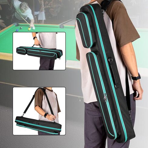 Pool Cue Case, 2 x 2 Pool Stick Case with 2 Shafts and 2 Butts Slots, Heavy Duty Billiard Cue Carrying Case for Pool Cue Accessories in Saudi Arabia