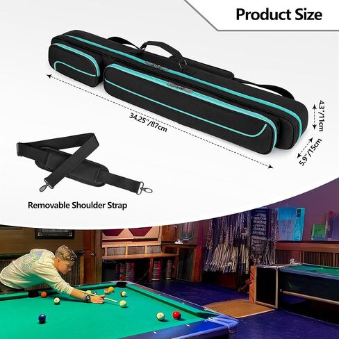 Pool Cue Case, 2 x 2 Pool Stick Case with 2 Shafts and 2 Butts Slots, Heavy Duty Billiard Cue Carrying Case for Pool Cue Accessories in Saudi Arabia