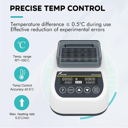 LAB FISH Heating Digital Dry Bath Incubator Laboratory Thermostatic Heater,Programmable Timer | Dry Block Incubator with 1.5ml*35 Centrifuge Tubes Block in Saudi Arabia
